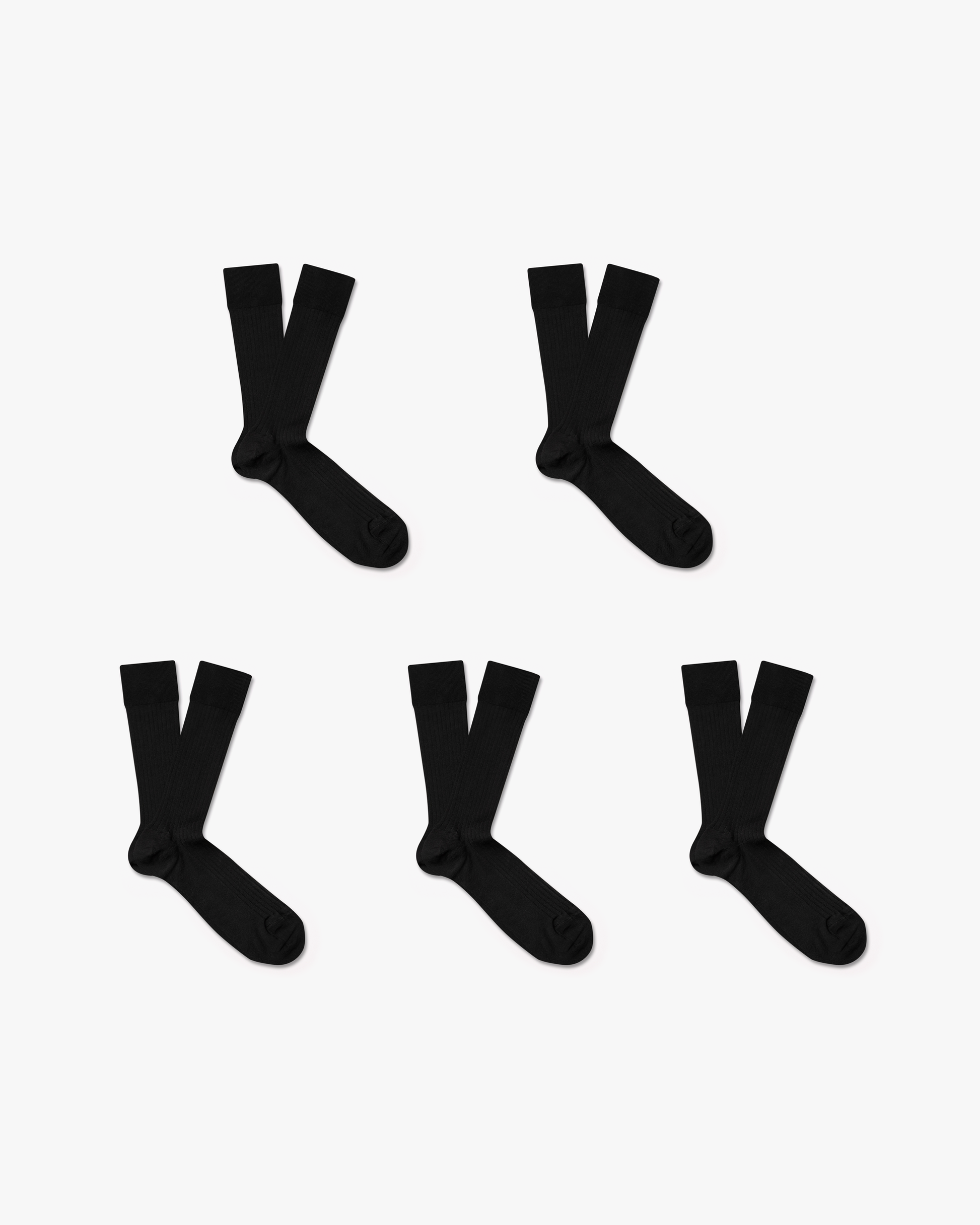 Five pairs of Axel – black ribbed cotton socks from the 5-pack, displayed against a clean white background.