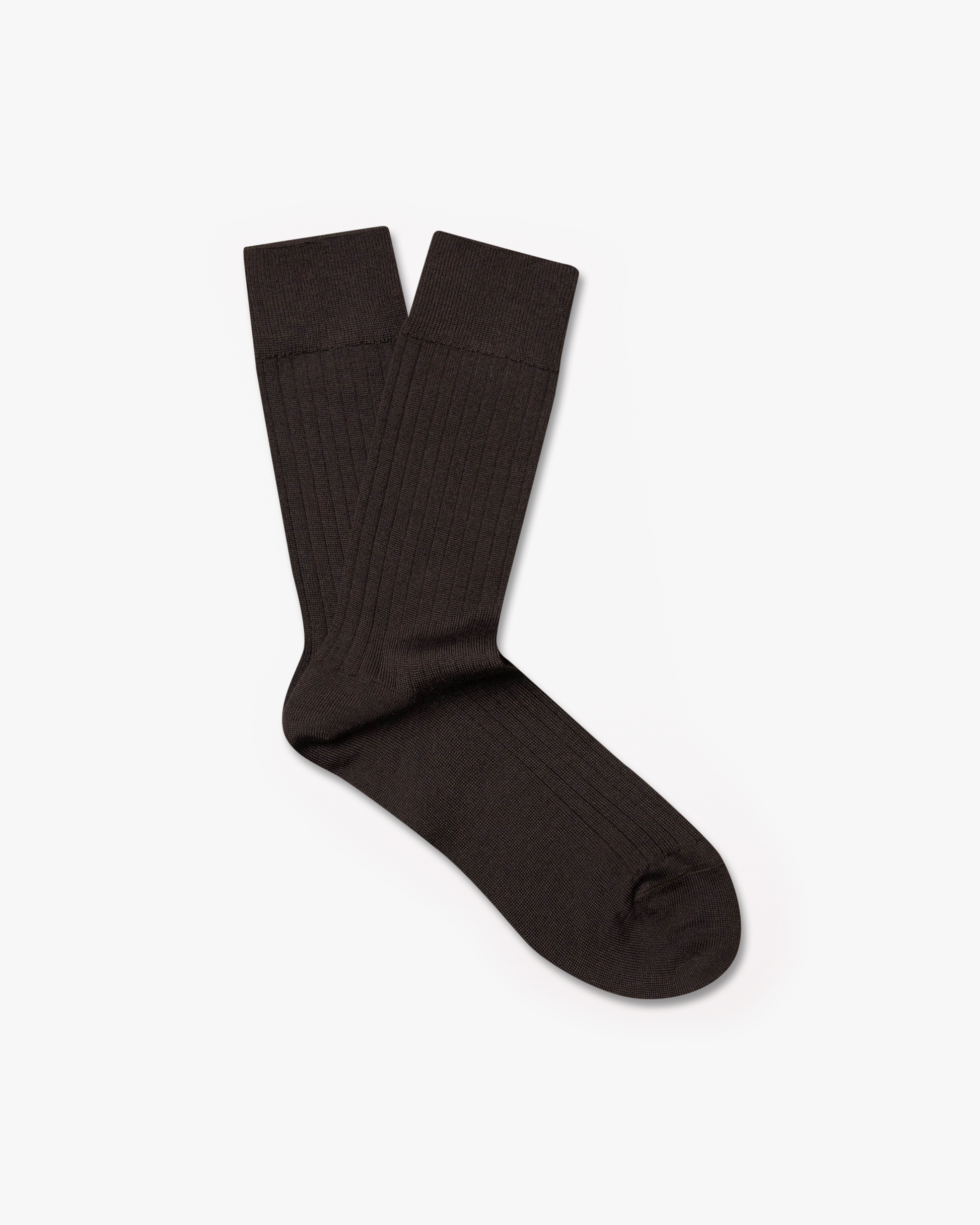 A pair of Ludvig – Merino Wool Socks – Brown laid flat against a white background.