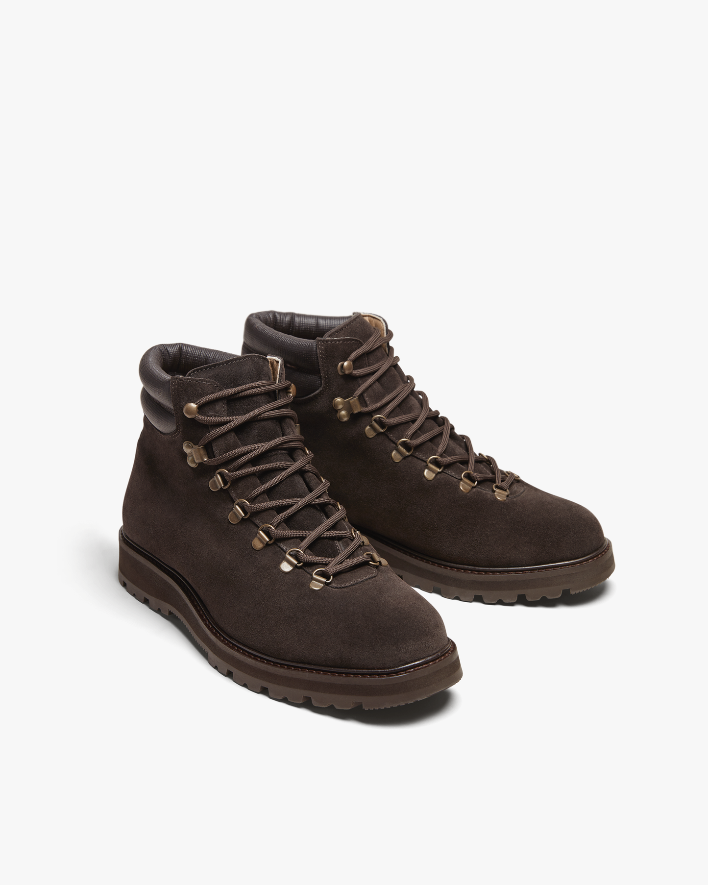 A pair of Duved II – Dark Brown Suede hiking boots, shown at an angle against a white background.