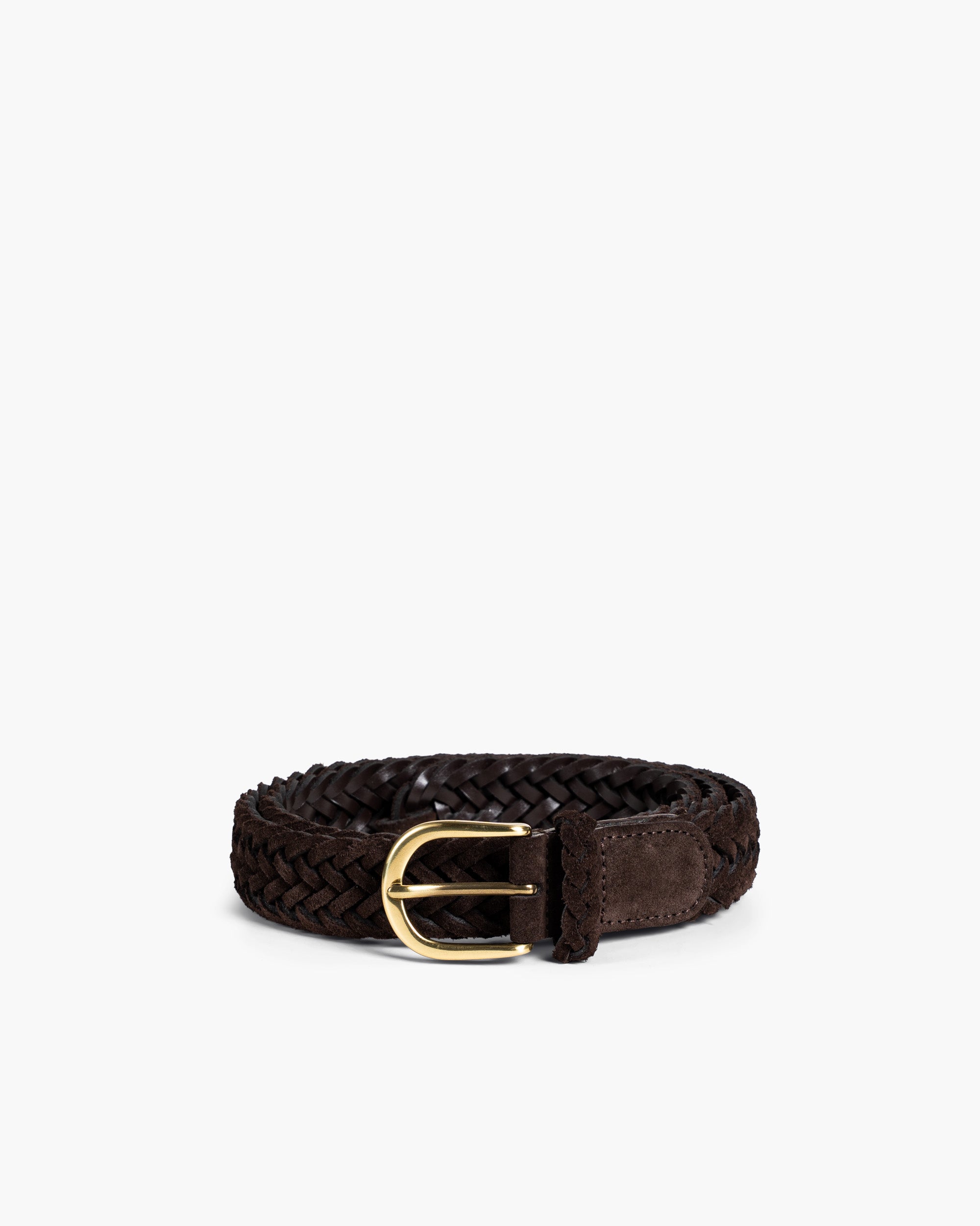 Doncaster Braided Leather Belt with Gold-Tone Buckle - Brown Braided Leather Belt: Skinny Tan Brown With Brass Buckle - Etsy main image 4