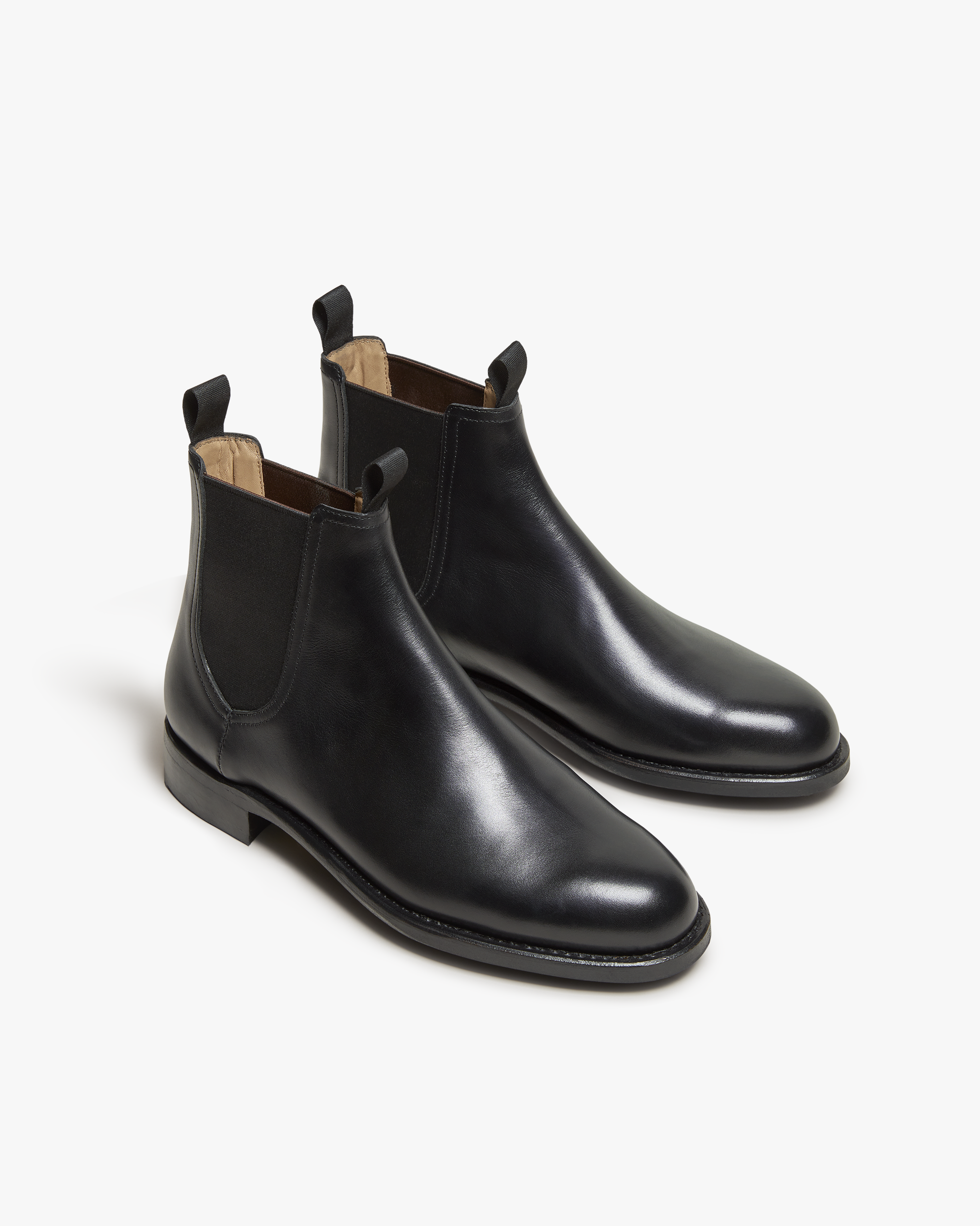 A pair of Elfvik – Black Calf Chelsea boots, photographed against a white studio background.