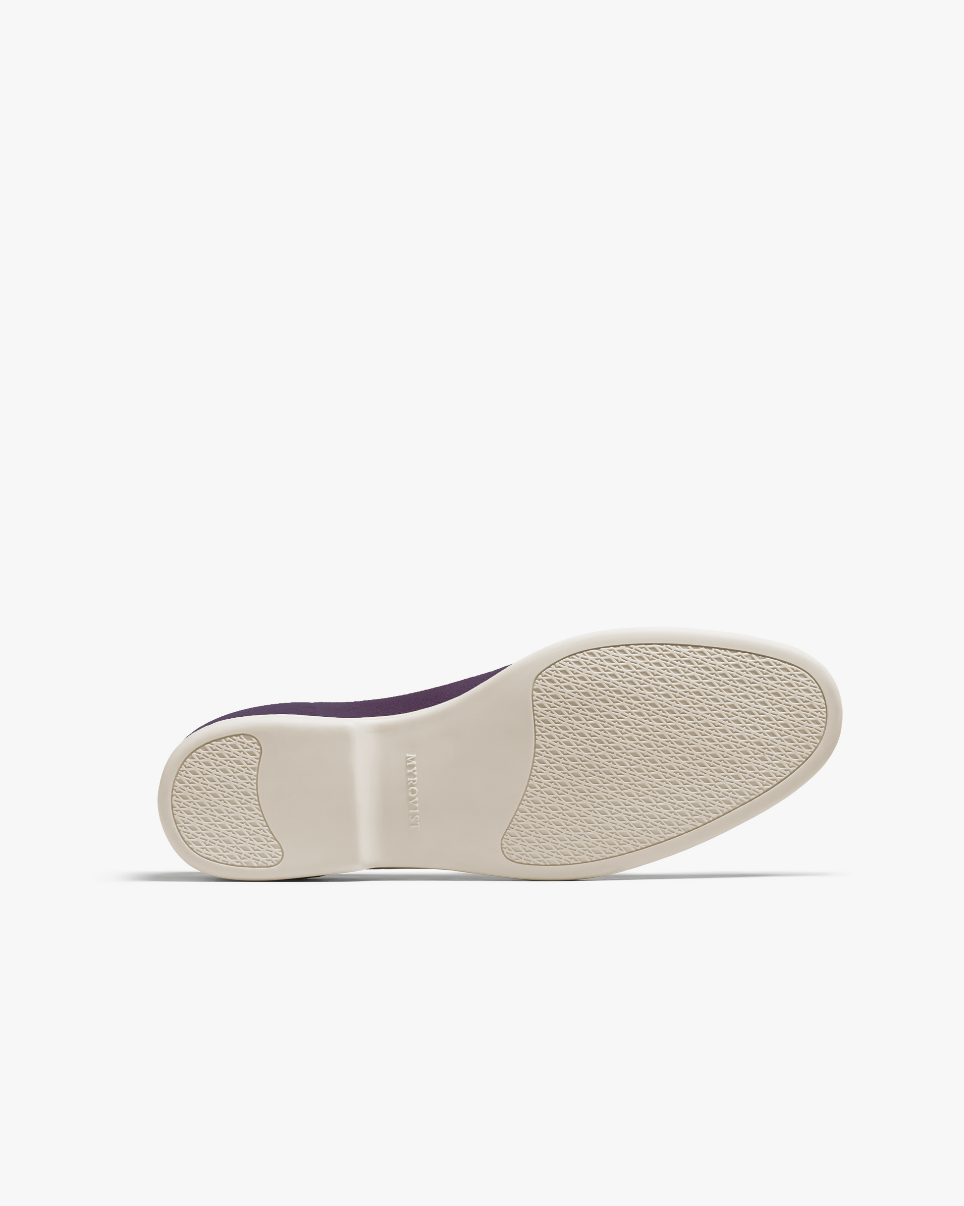 Bottom view of Brännö II – Navy Suede, showcasing the textured, bespoke rubber sole.
