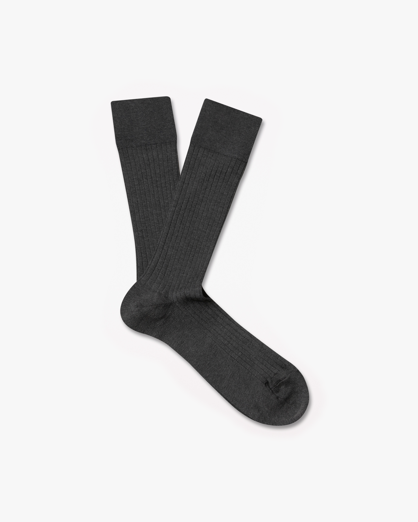 A pair of Axel – Cotton Socks – Grey laid flat to display their ribbed texture against a white background.