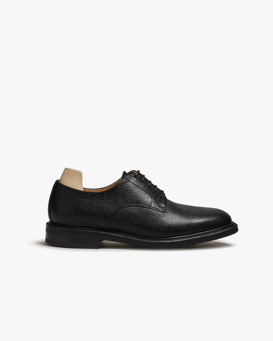 A profile shot of the Boden – Black Country Calf Derby, detailing the grained leather texture and robust sole.