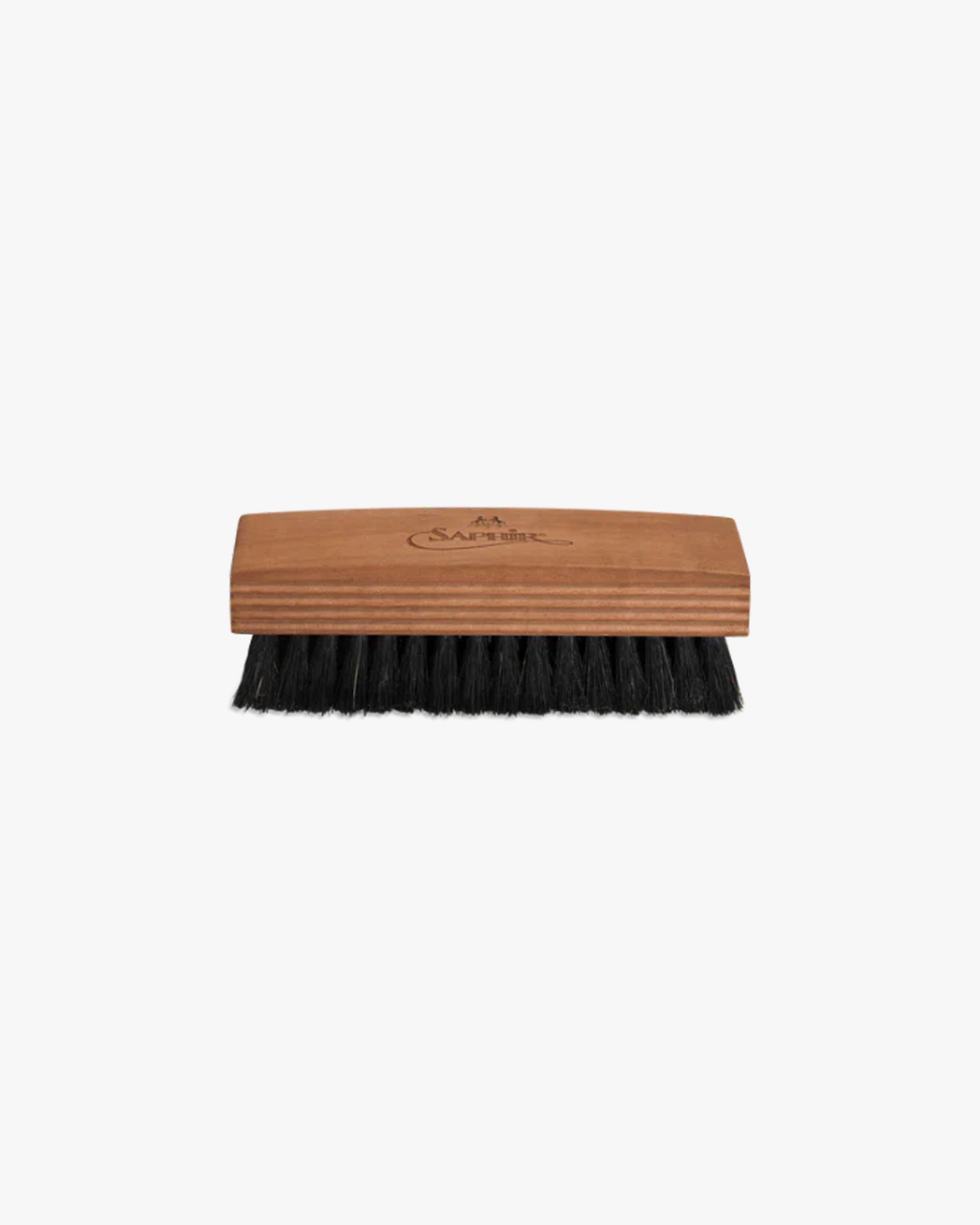 A Saphir – Polishing Brush with a waxed wooden handle and dark boar bristles, pictured against a white background.