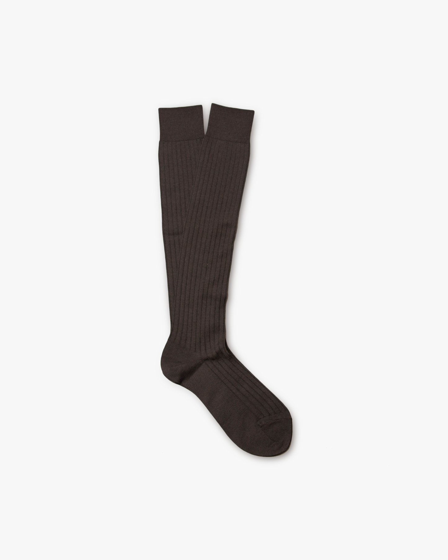 A pair of Gustav – Knee-High Merino Socks in brown on a white background.
