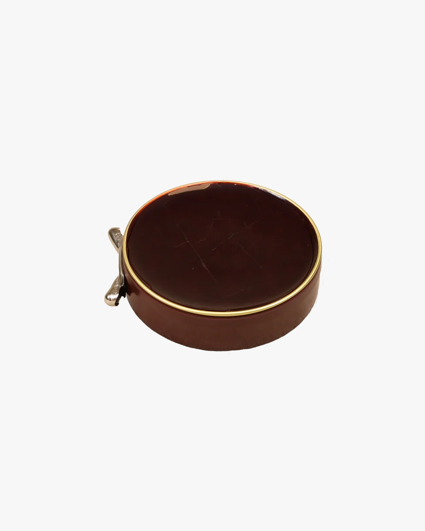 A tin of Saphir – Pâte de Luxe shoe wax in a dark brown color, shown against a white background.