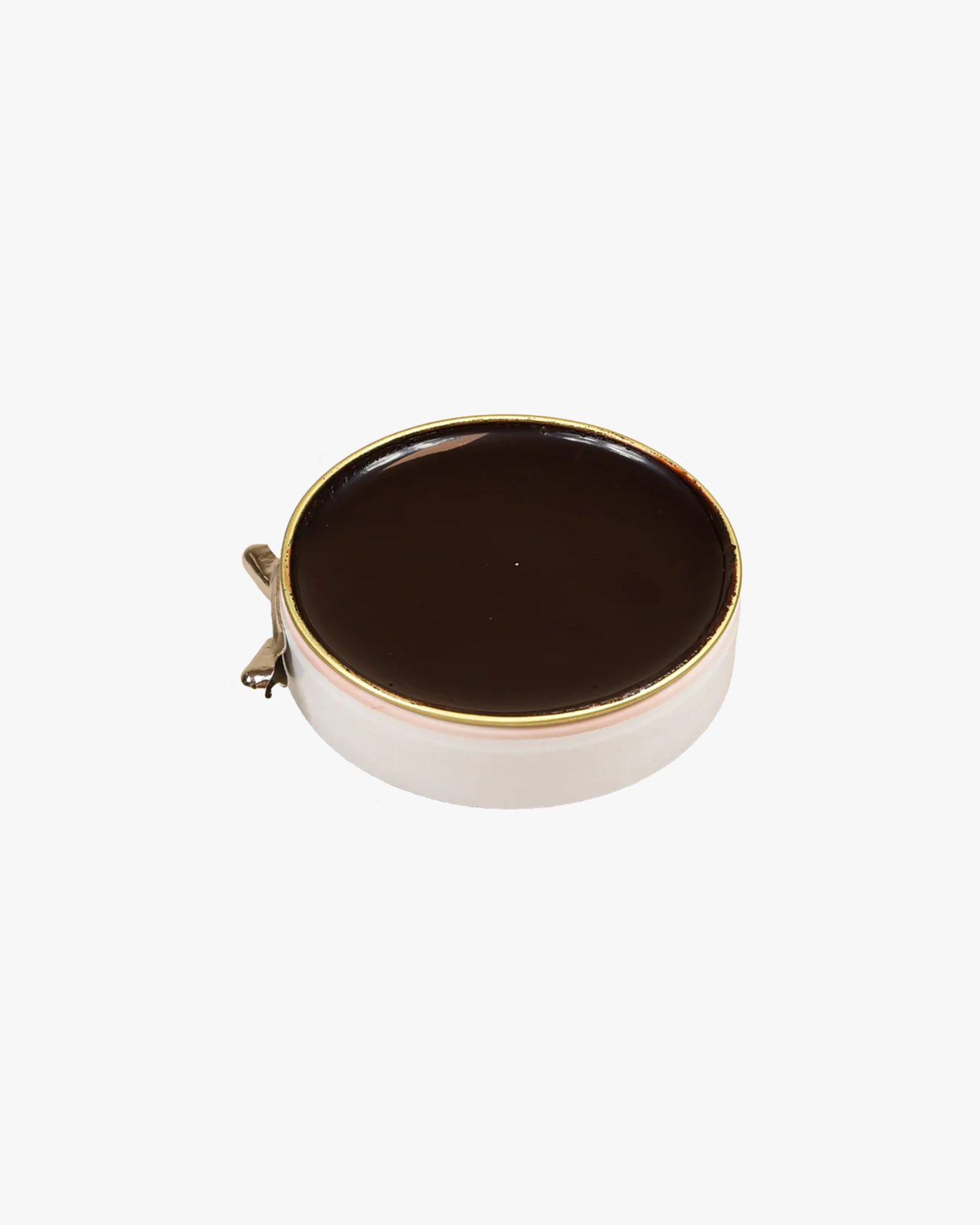 An open 50 ml tin of Saphir – Pâte de Luxe shoe wax, showing the rich dark brown color.
