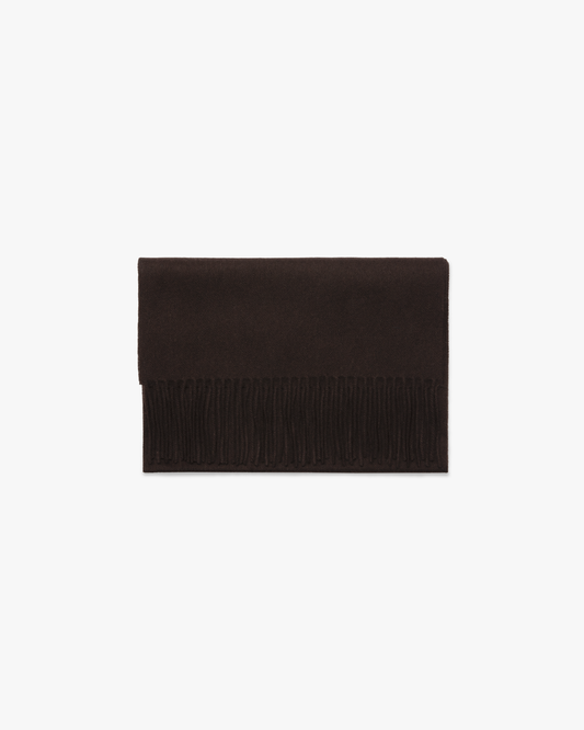 Wool Scarf – Brown, folded neatly and photographed against a white studio background.